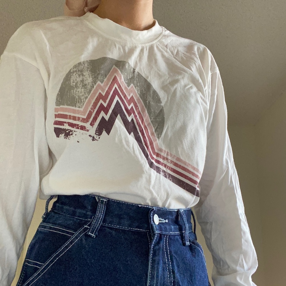 Tillys Mountain Graphic Tee White Long Sleeve